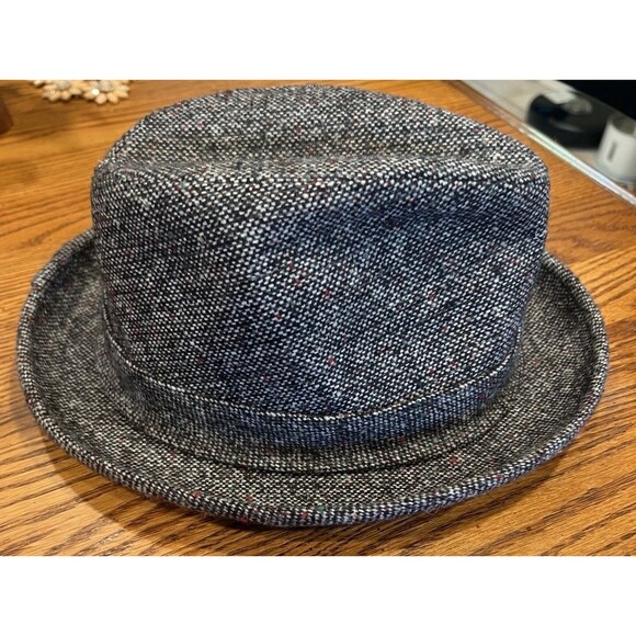 KANGOL DESIGN Fedora WOOL Hat Medium BROWN TWEED Band Feather Classic - Picture 5 of 10